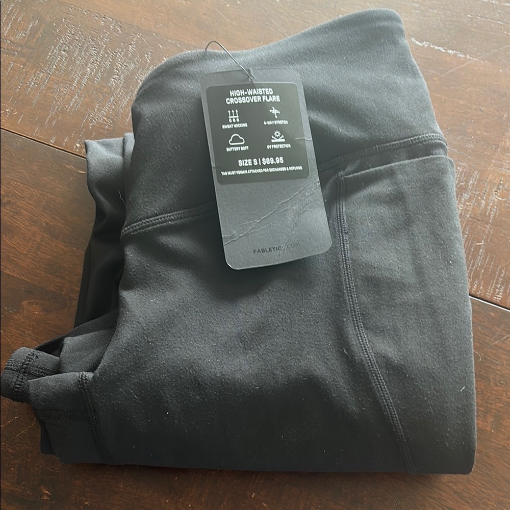 Fabletics Black Crossover Flare Leggings